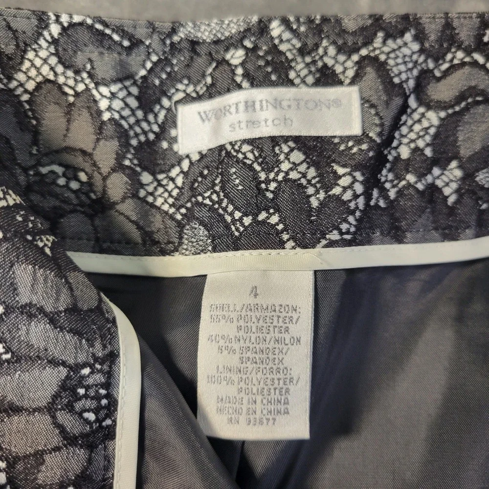 Worthington Women Lace Pencil‎ Skirt 4 Black Stretch Lined Office Dressy Classic